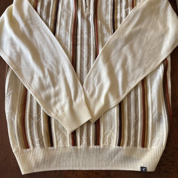 Stacy Adam’s Ivory 70’s Vibe Quarter Zip Sweater Size XL - Picture 2 of 8